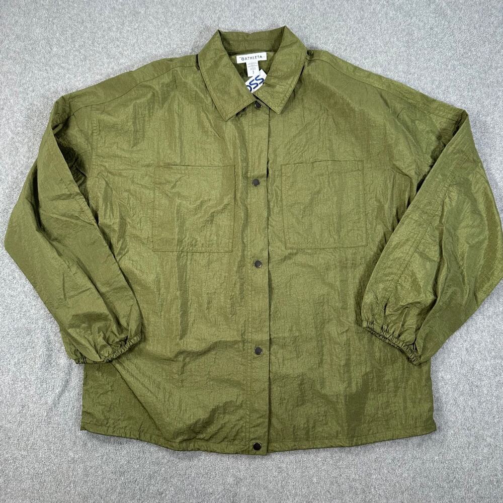 Athleta Lunar Sheen Shirt Button Down Women's Small Green Collared